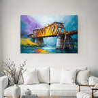 Bunte Impressionistische Brücke Über Wasser
