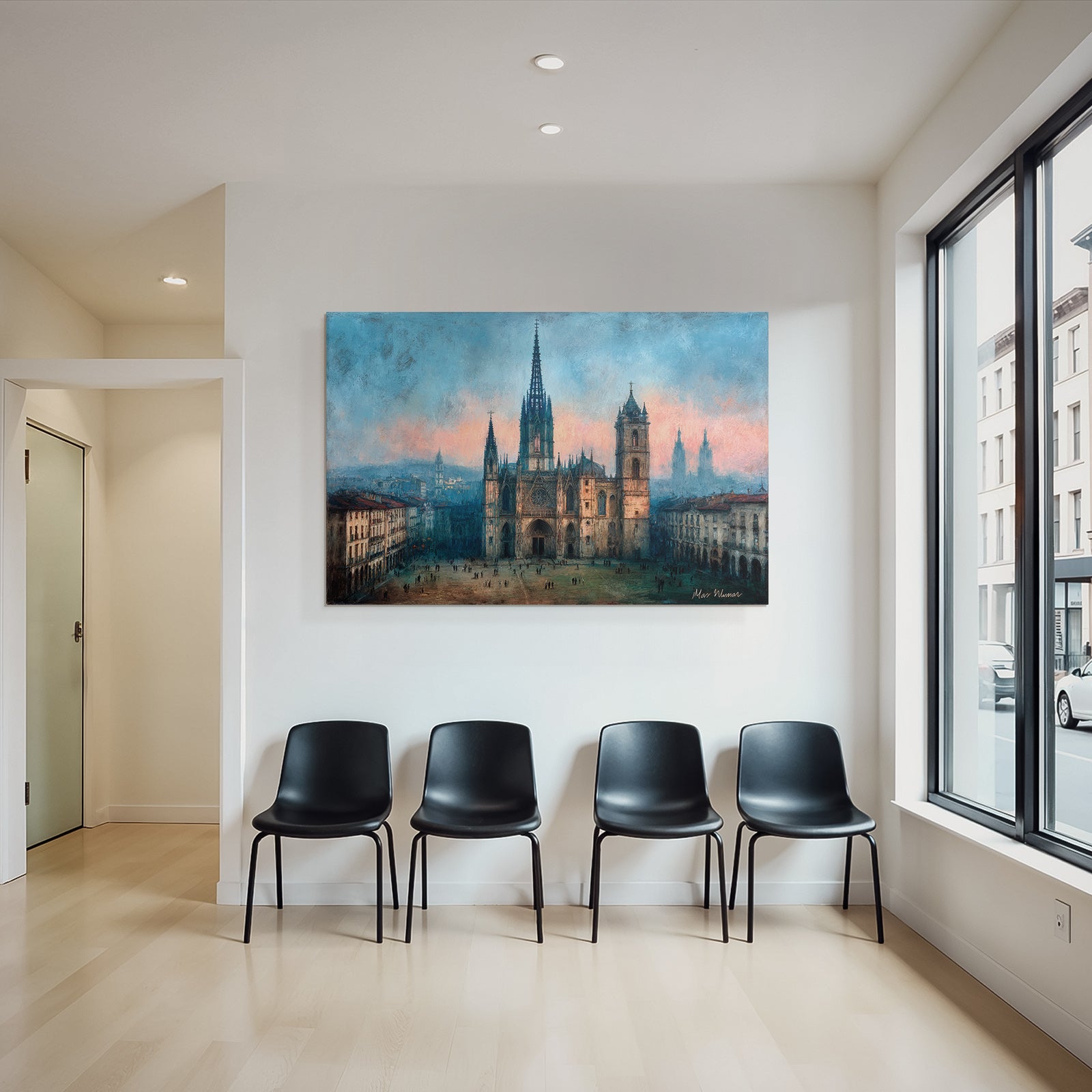 Eindrucksvolle Gotische Kathedrale Bei Morgendämmerung