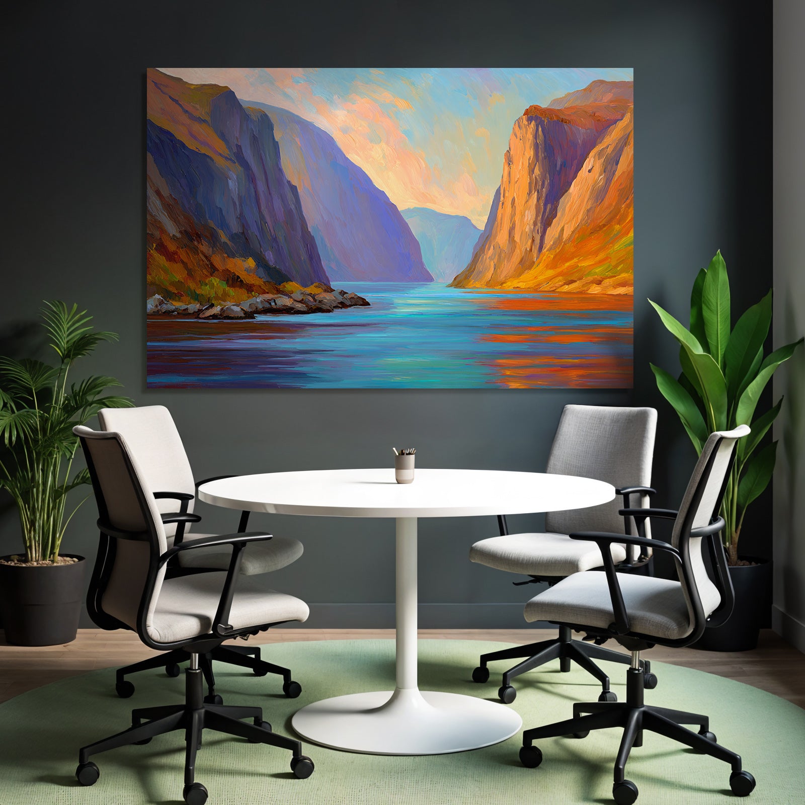 Friedliche Fjordlandschaft Im Abendlicht