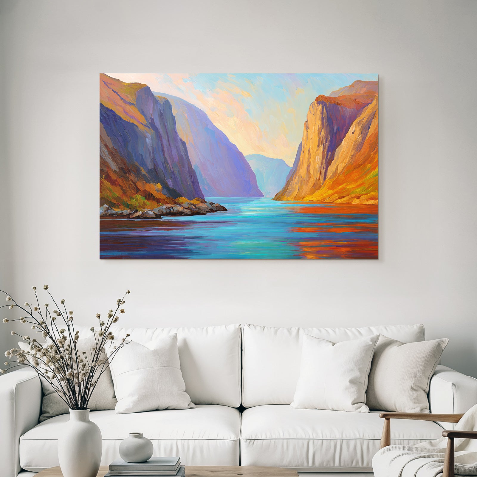 Friedliche Fjordlandschaft Im Abendlicht