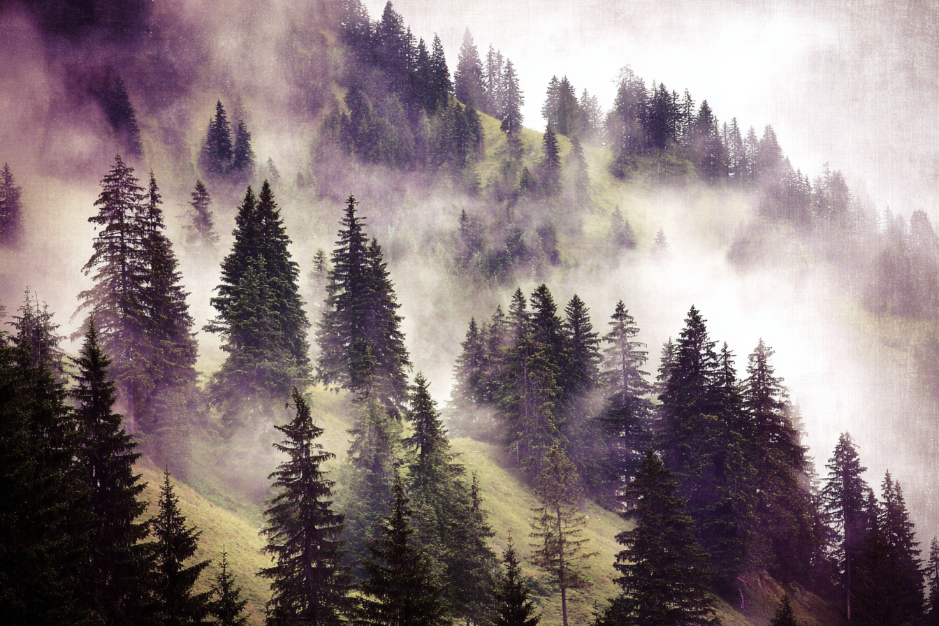 Morgennebel Im Bergwald | Nebel und Wetter | Natur
