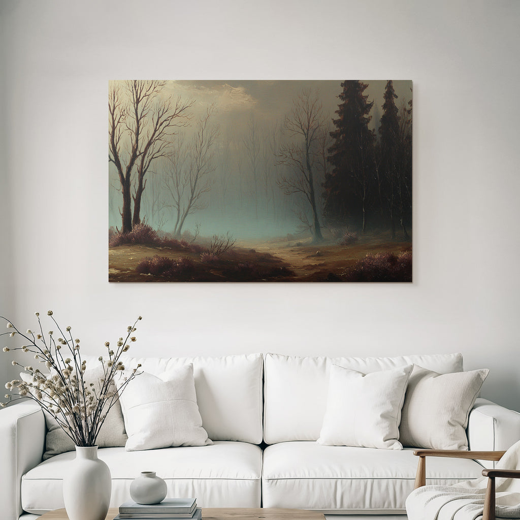 Nebelige Landschaft Mit Bäumen