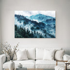 Neblige Berglandschaft Mit Wald Im Dunst