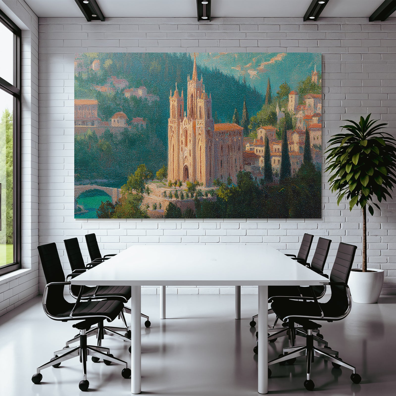 Romantische Landschaft Mit Kirche Und Grüner