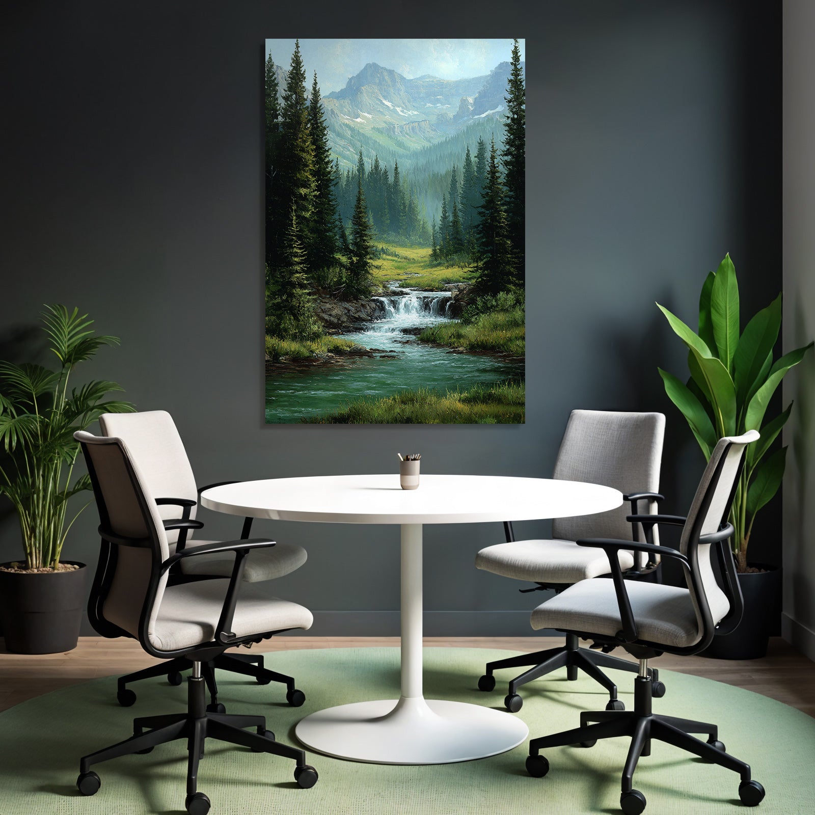 Berglandschaft Mit Tannenwald Wasserfall Und Bach