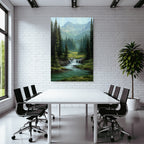 Berglandschaft Mit Tannenwald Wasserfall Und Bach