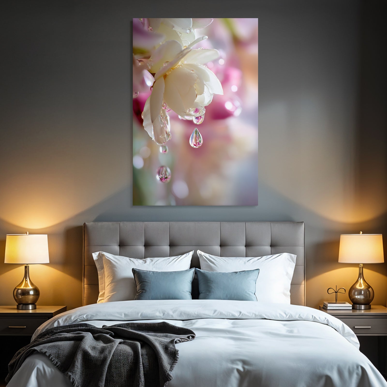 Blumenmakroaufnahme Mit Tautropfen Und Traumhafter Atmosphäre
