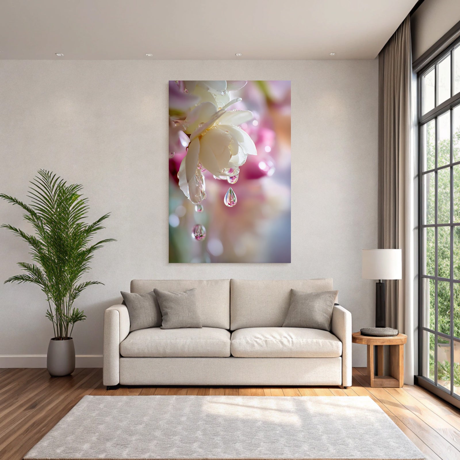 Blumenmakroaufnahme Mit Tautropfen Und Traumhafter Atmosphäre