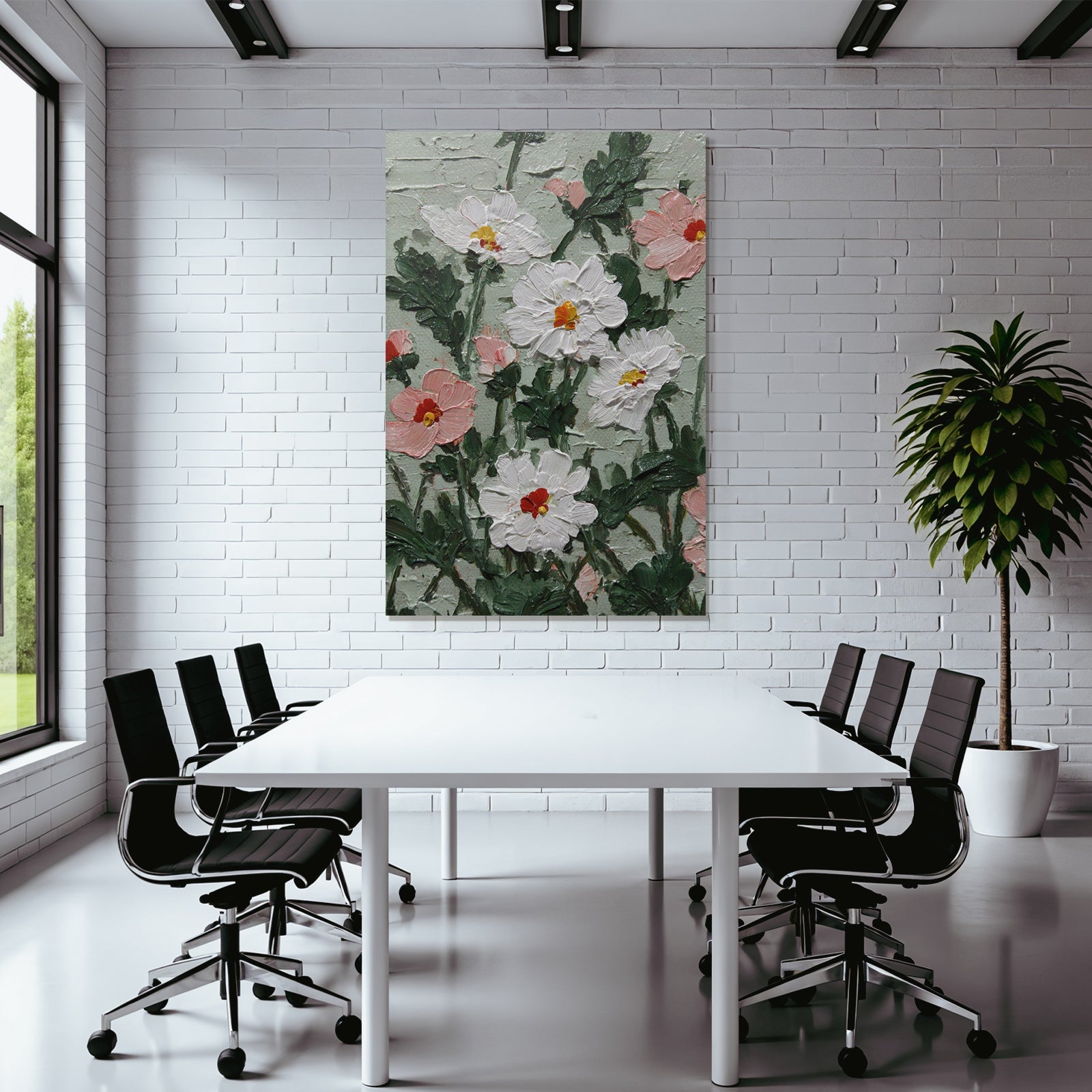 Blumenstillleben Mit Dicker Farbtextur Und Bunter Farbpalette