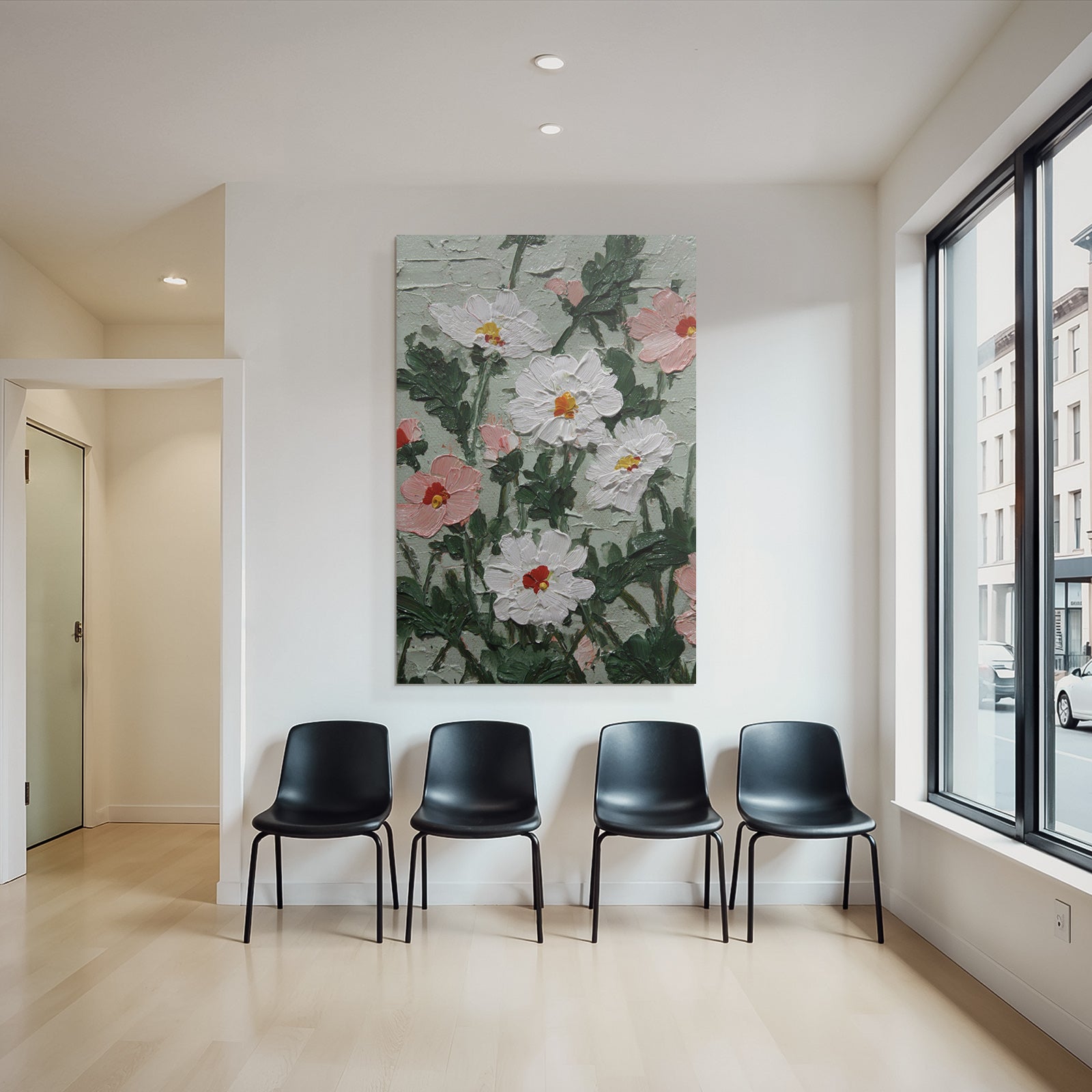 Blumenstillleben Mit Dicker Farbtextur Und Bunter Farbpalette