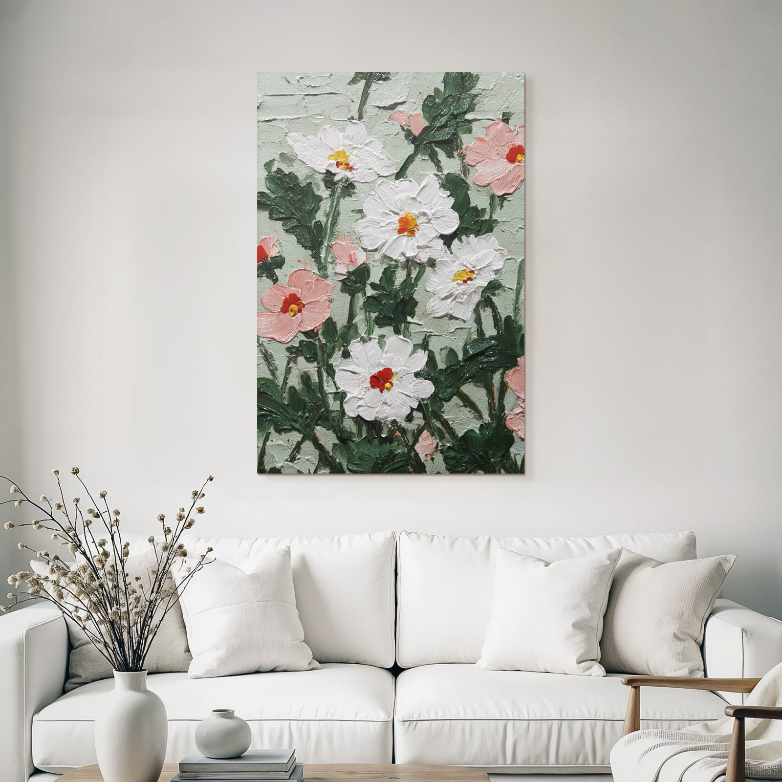 Blumenstillleben Mit Dicker Farbtextur Und Bunter Farbpalette