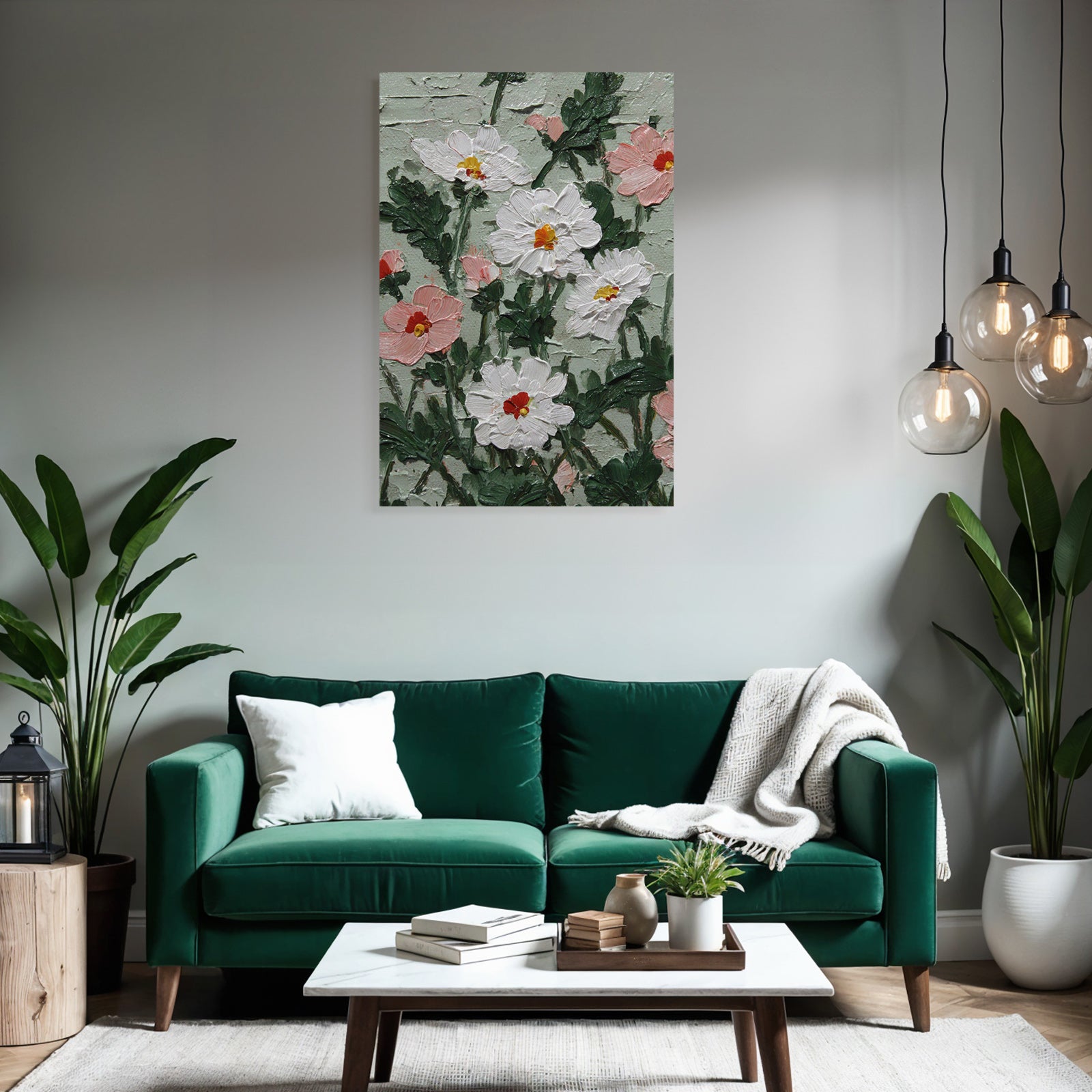 Blumenstillleben Mit Dicker Farbtextur Und Bunter Farbpalette