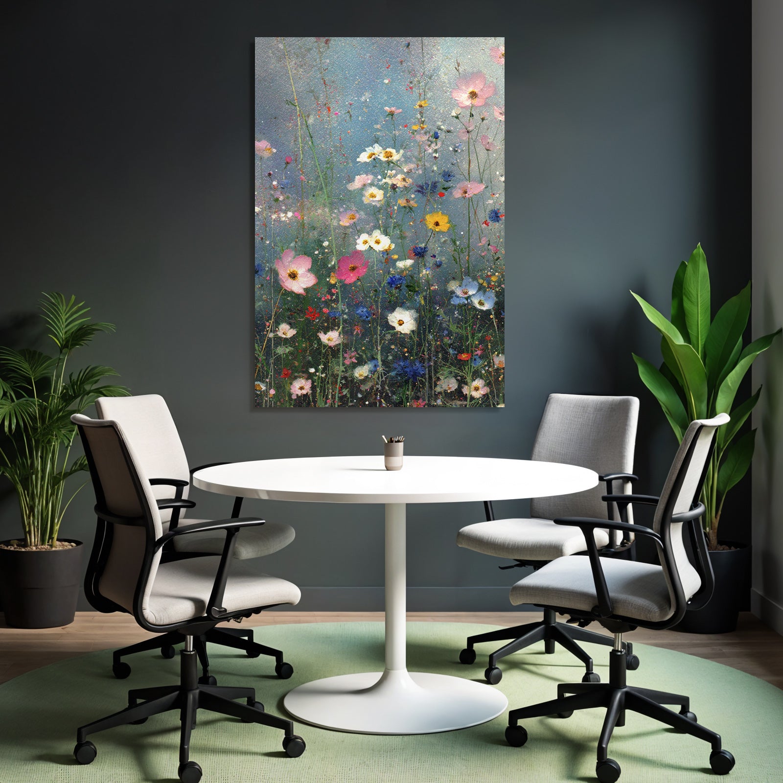 Bunte Wildblumenwiese Mit Sanftem Verschwommenem Hintergrund