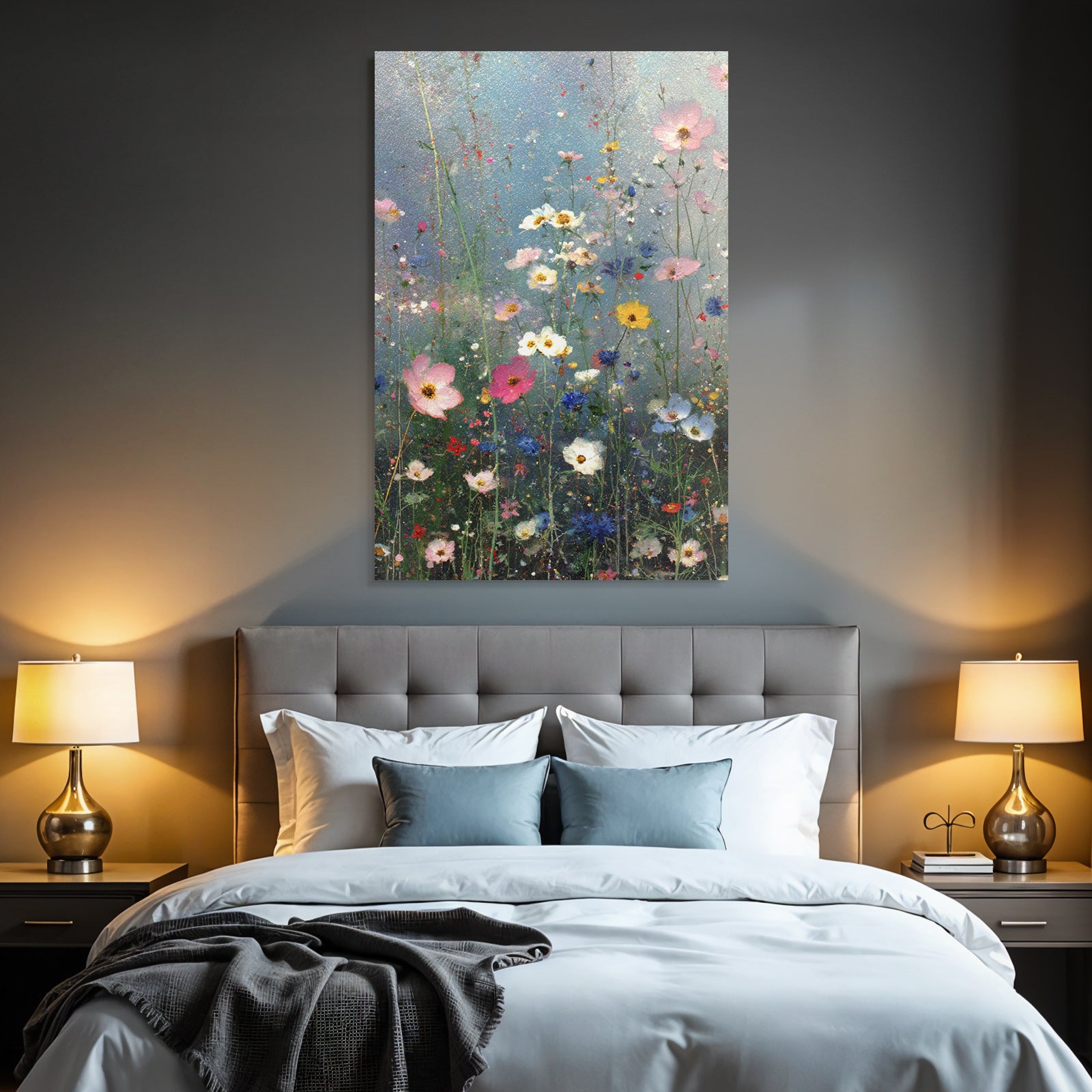 Bunte Wildblumenwiese Mit Sanftem Verschwommenem Hintergrund