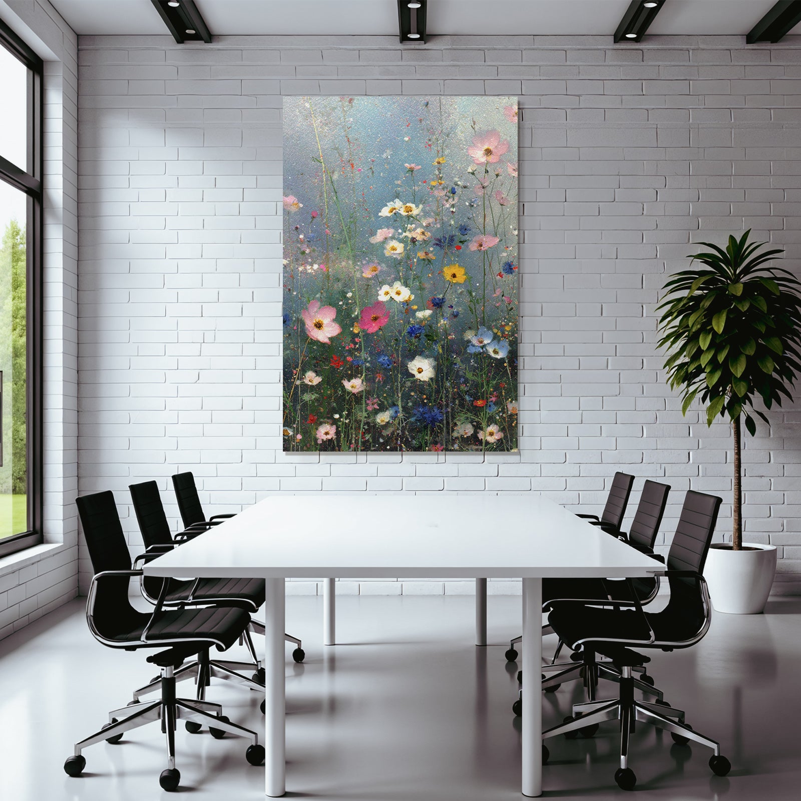 Bunte Wildblumenwiese Mit Sanftem Verschwommenem Hintergrund