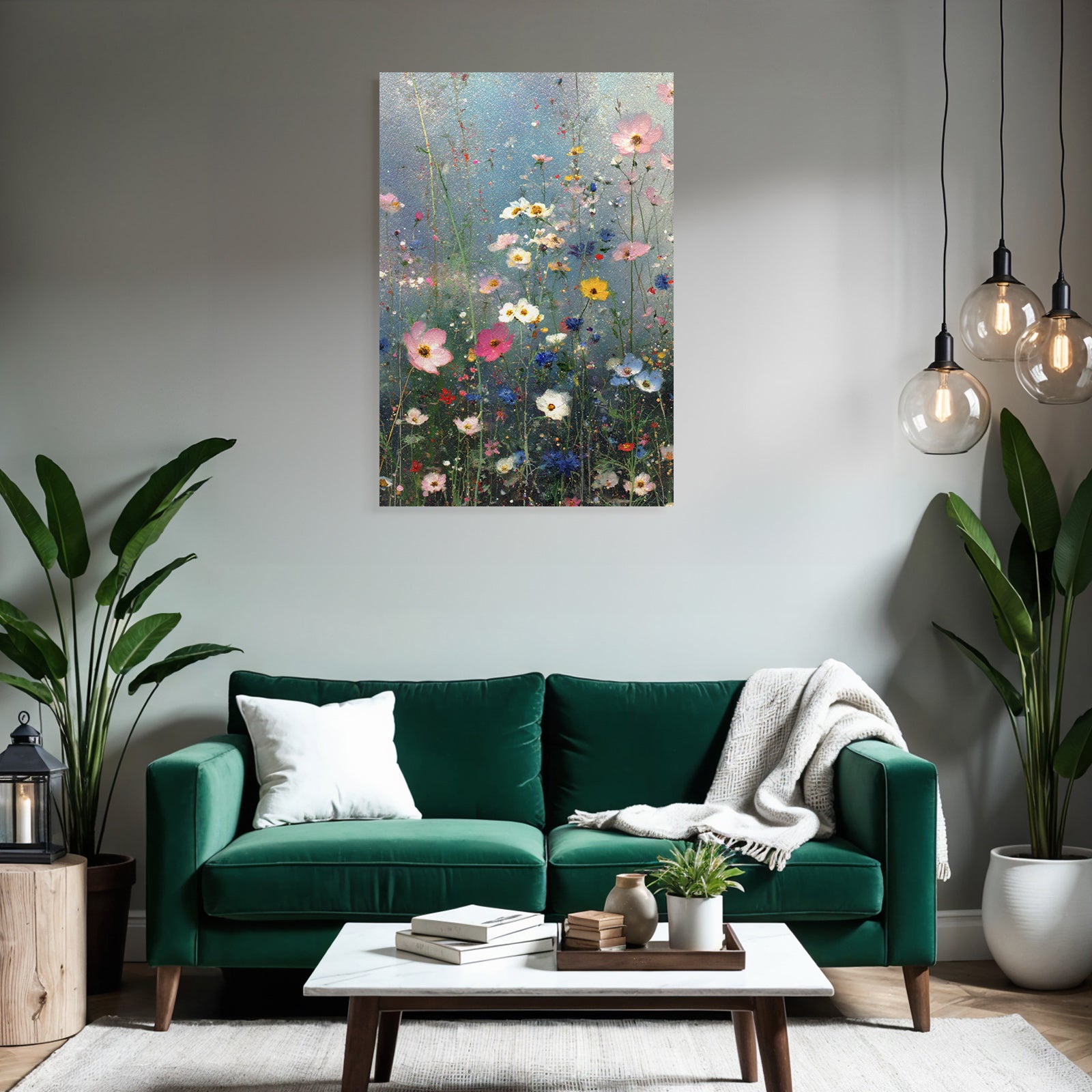 Bunte Wildblumenwiese Mit Sanftem Verschwommenem Hintergrund