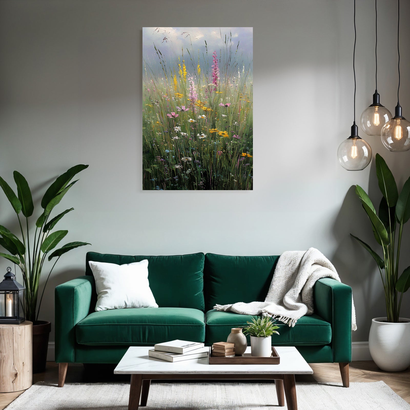 Bunte Wildblumenwiese Mit Vielfältigen Blumen Und Gras