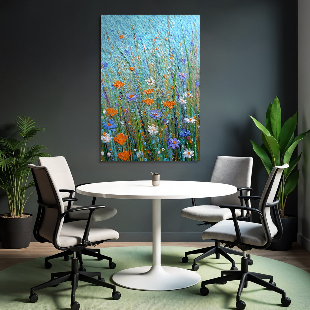Buntes Bild Von Wildblumen Im Feld