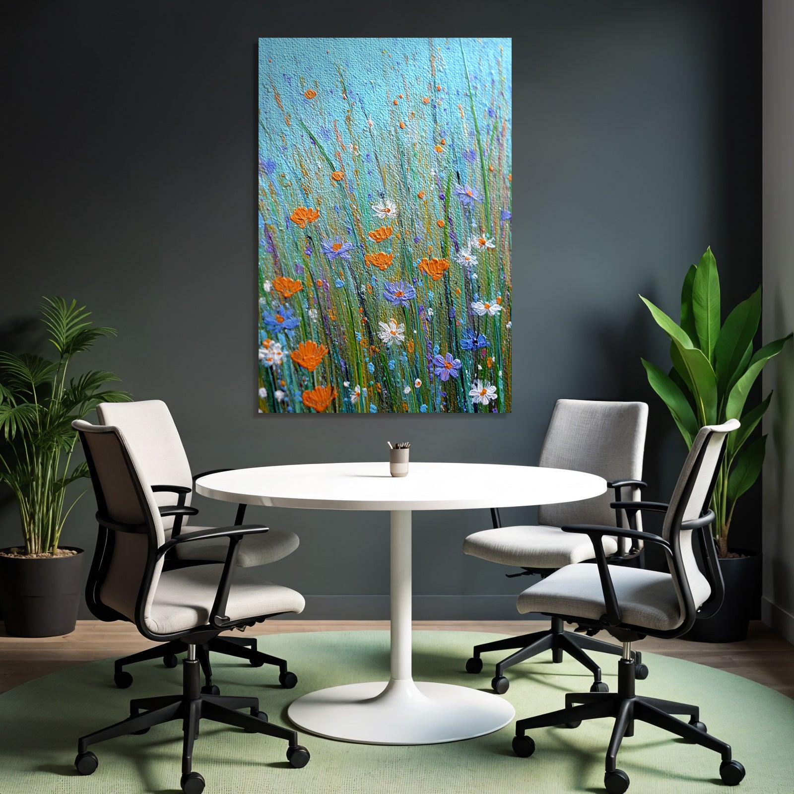 Buntes Bild Von Wildblumen Im Feld