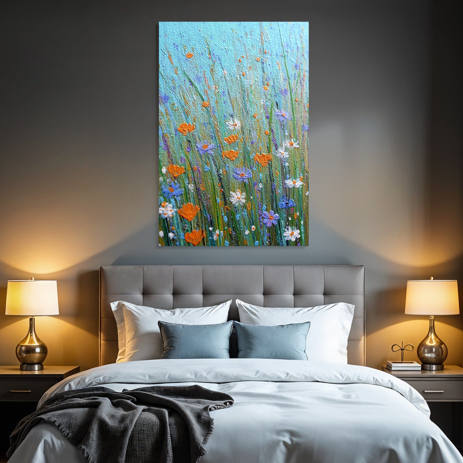 Buntes Bild Von Wildblumen Im Feld