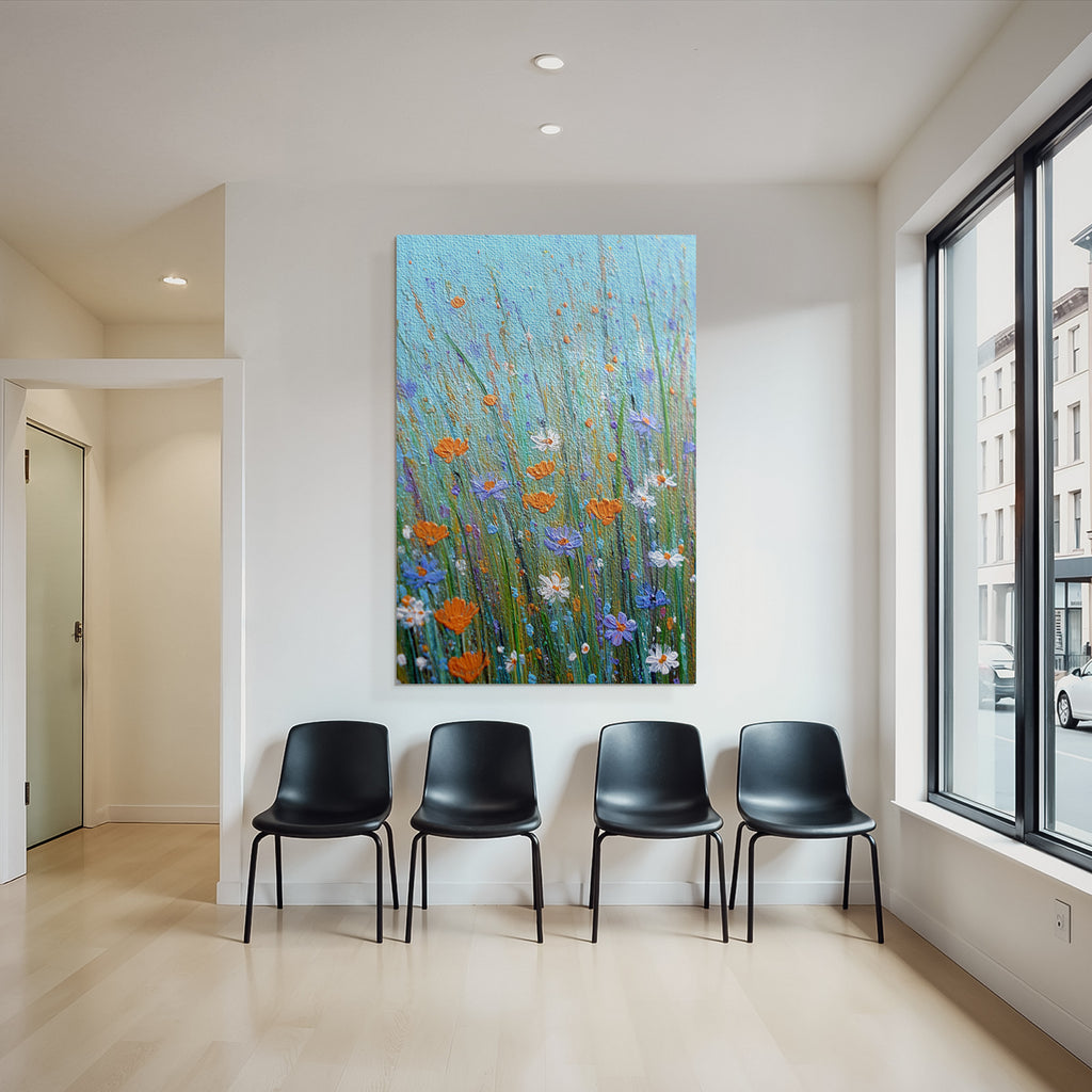 Buntes Bild Von Wildblumen Im Feld