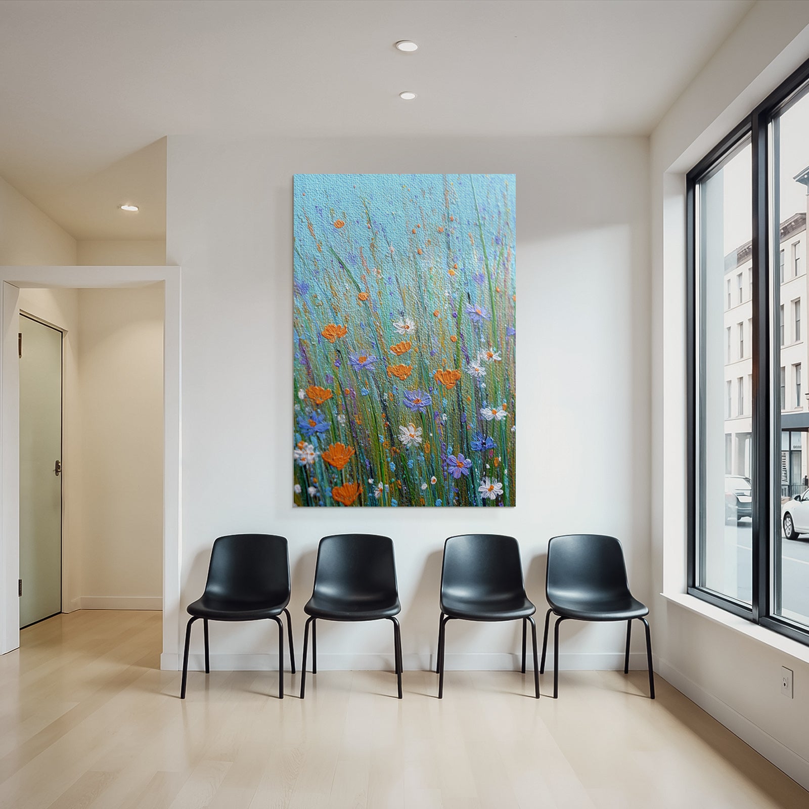 Buntes Bild Von Wildblumen Im Feld