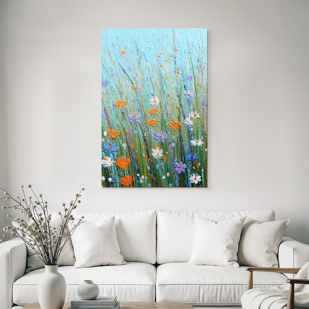 Buntes Bild Von Wildblumen Im Feld