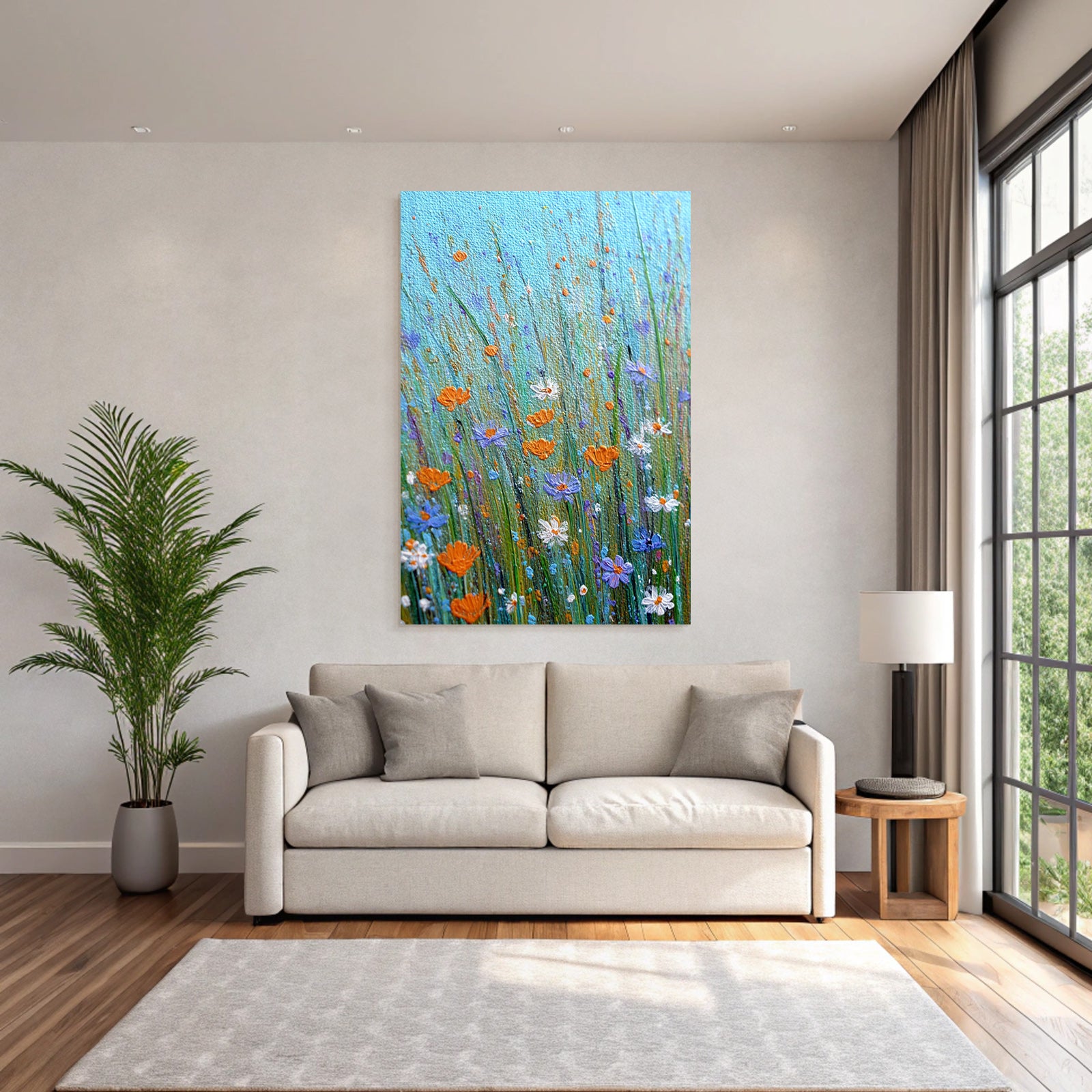 Buntes Bild Von Wildblumen Im Feld