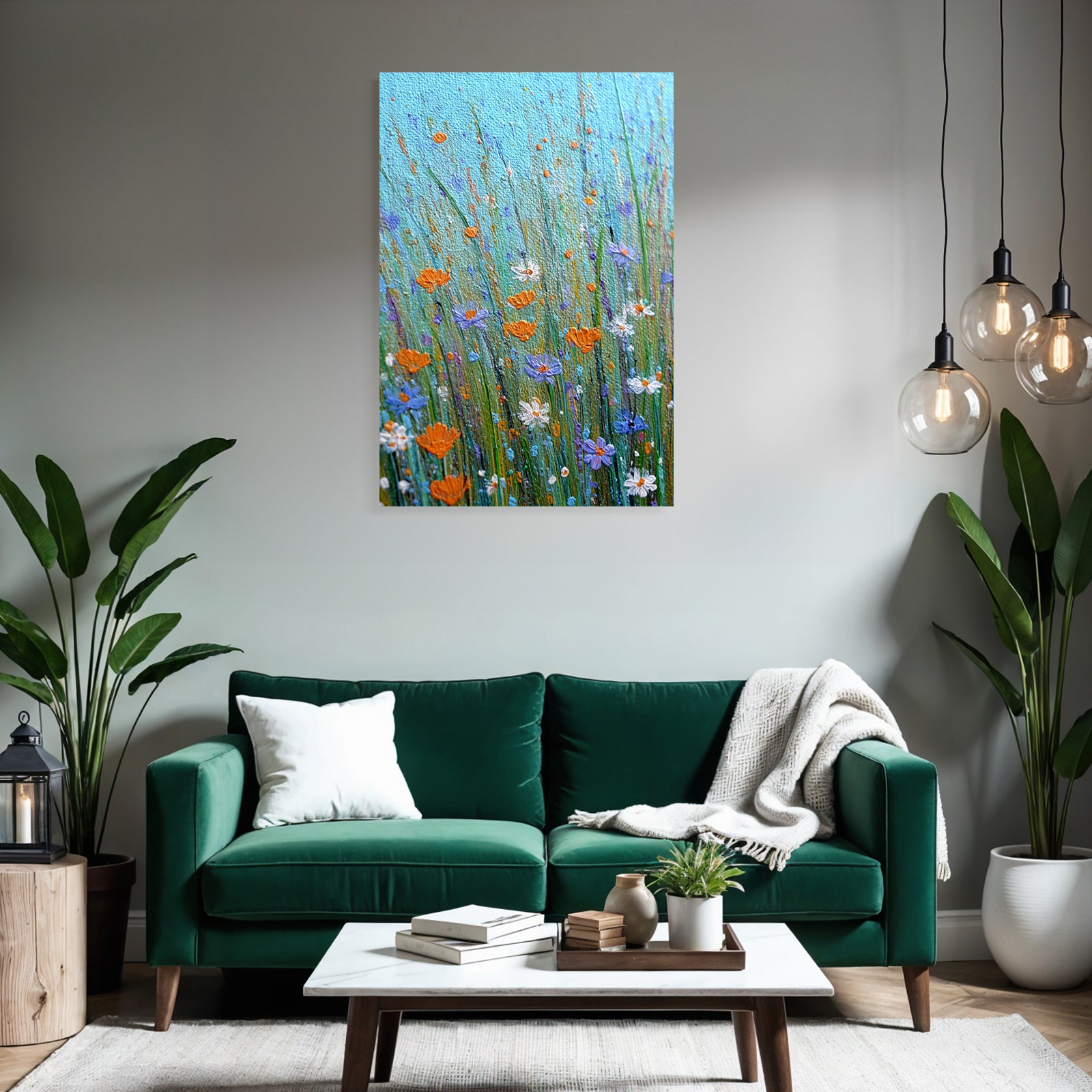 Buntes Bild Von Wildblumen Im Feld