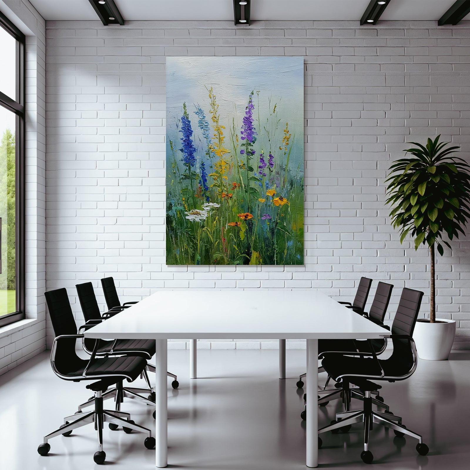 Buntes Blumenfeld Mit Blaün Lila Gelben Und Weissen Blüten