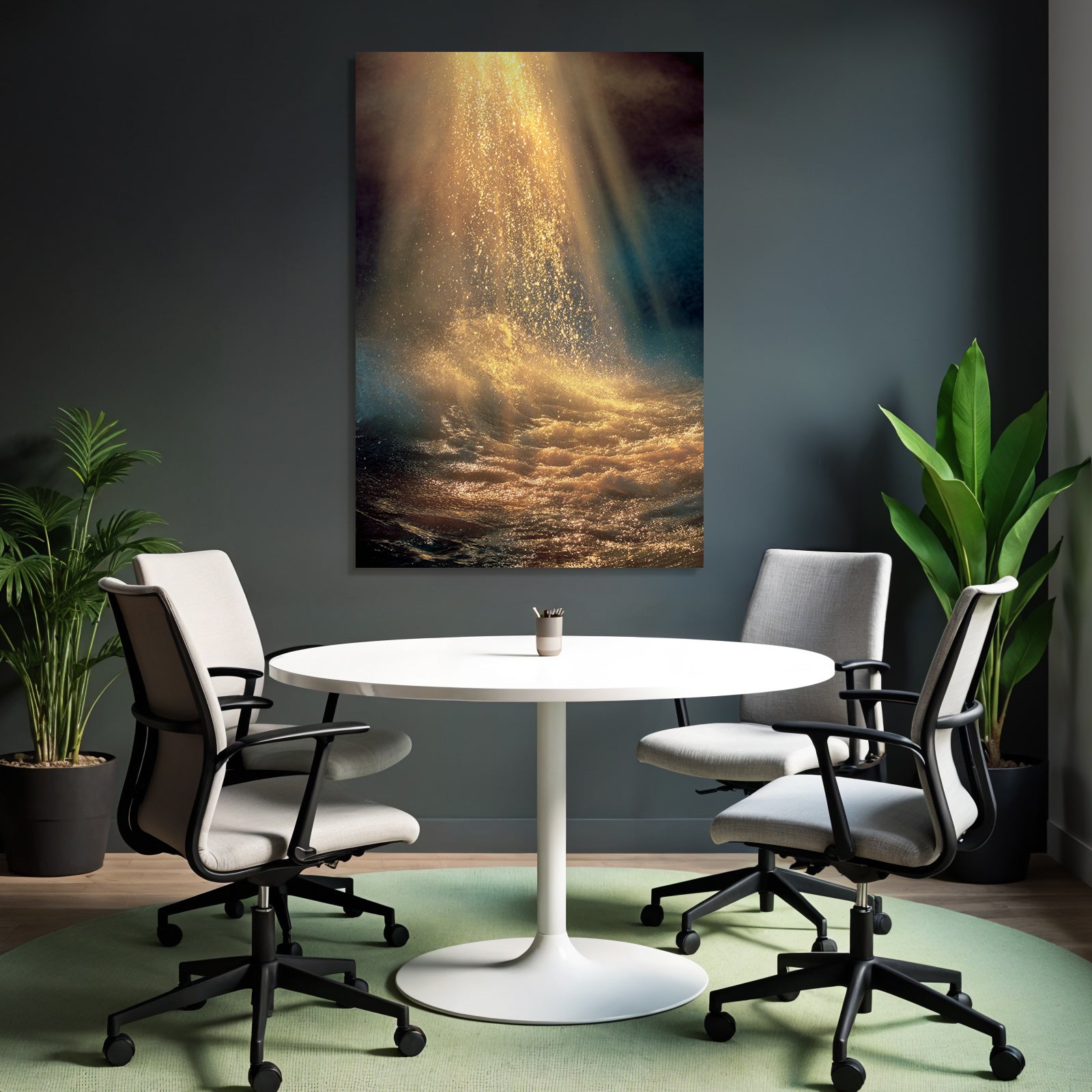 Goldene Lichtstrahlen Spiegeln Sich Im Wasser