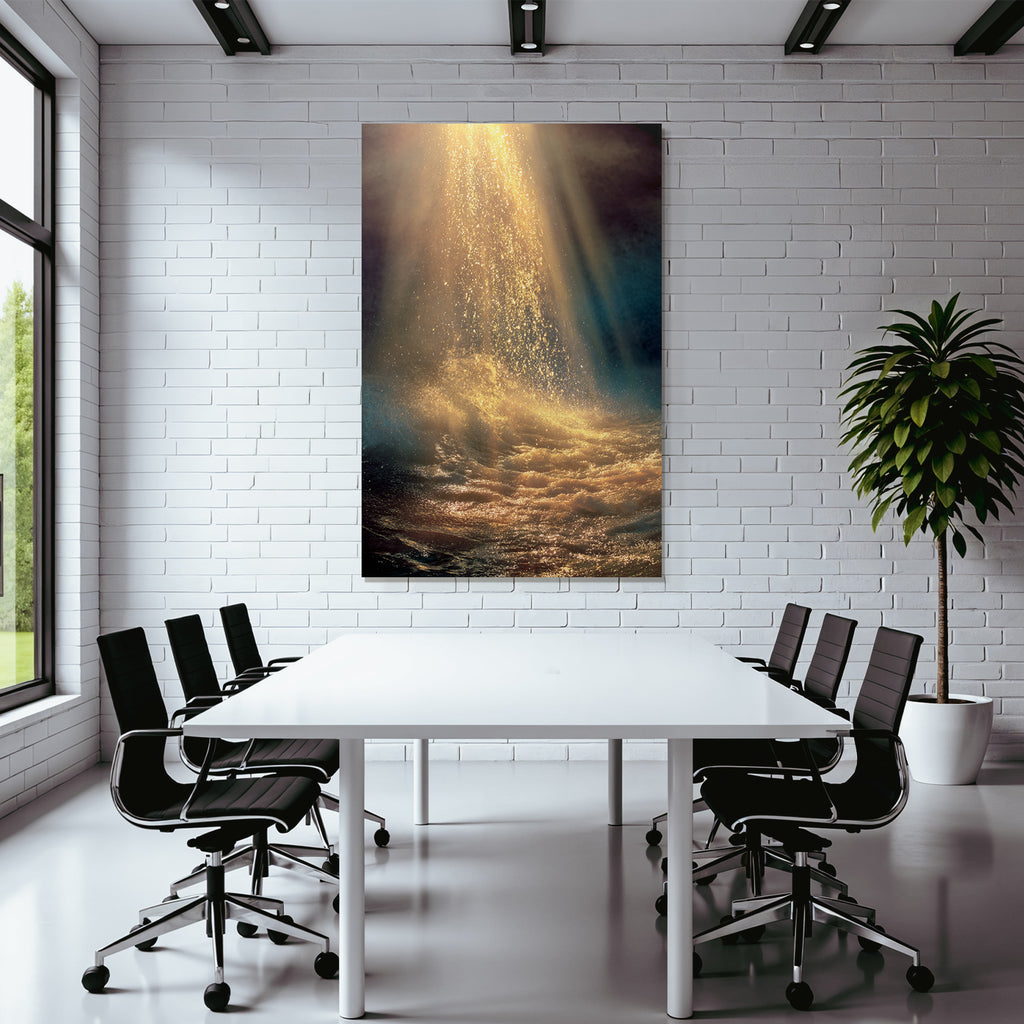 Goldene Lichtstrahlen Spiegeln Sich Im Wasser