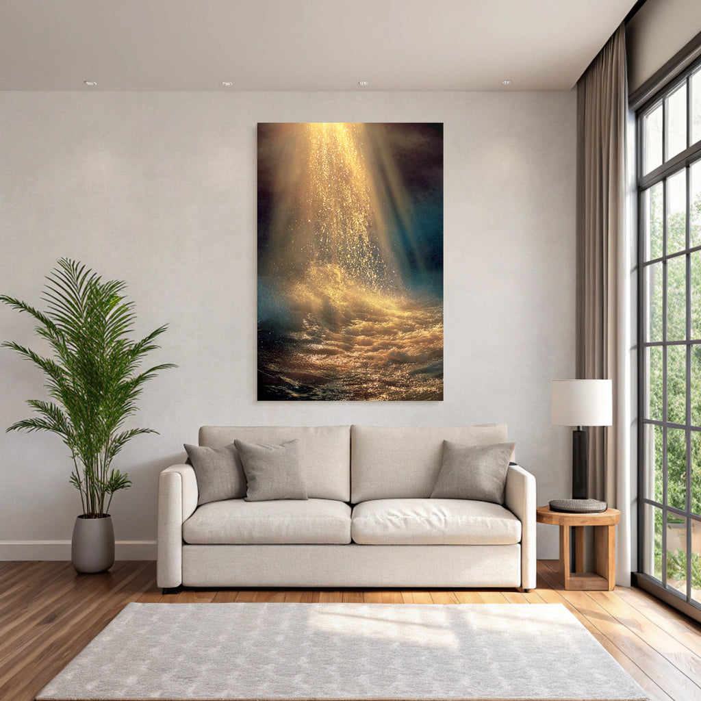 Goldene Lichtstrahlen Spiegeln Sich Im Wasser