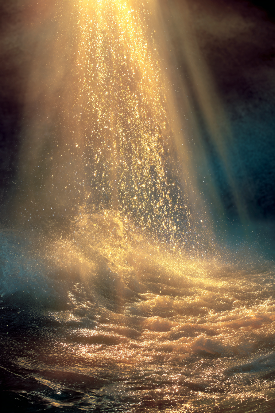 Goldene Lichtstrahlen Spiegeln Sich Im Wasser | Wasserfaelle und Tropfen | Natur