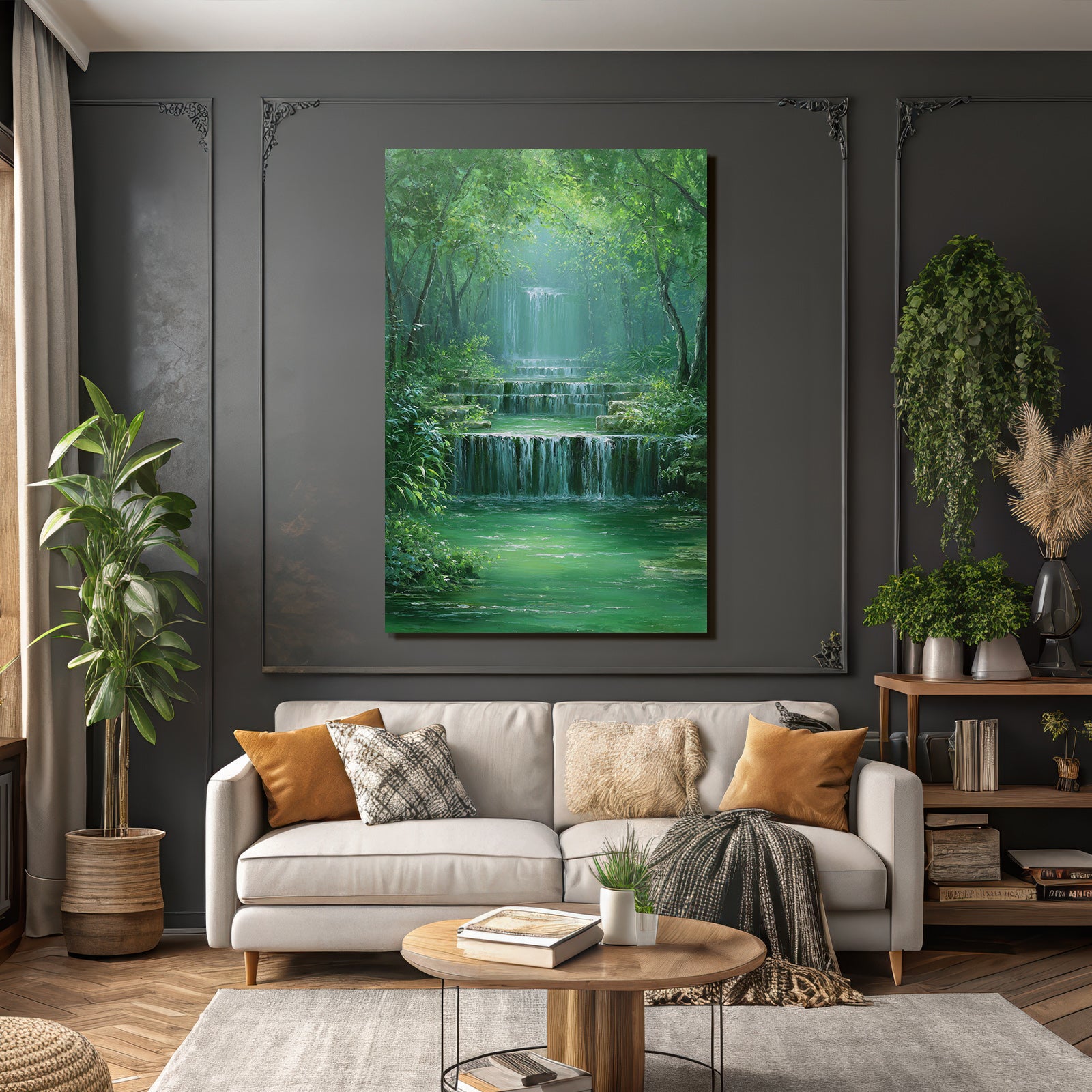 Grüne Landschaft Mit Wasserfällen