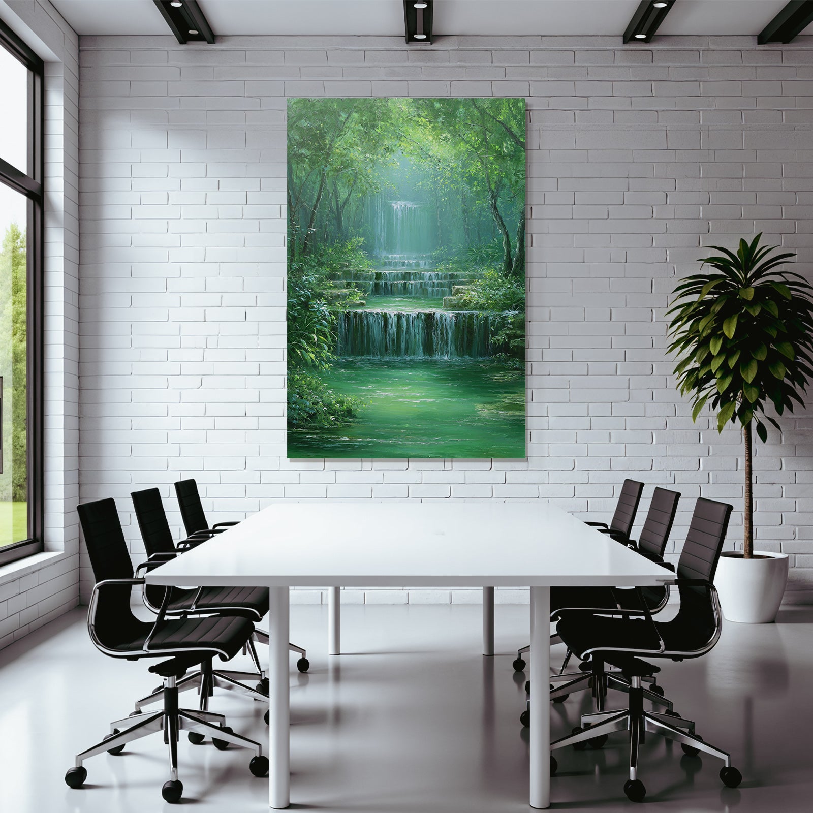 Grüne Landschaft Mit Wasserfällen