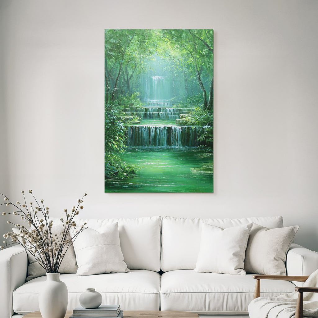 Grüne Landschaft Mit Wasserfällen