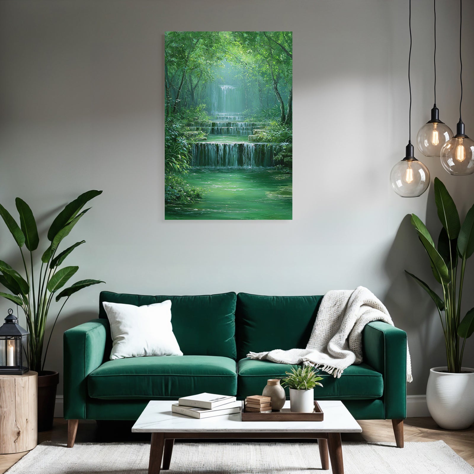 Grüne Landschaft Mit Wasserfällen