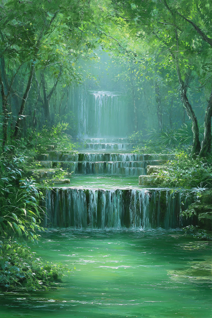 Grüne Landschaft Mit Wasserfällen | Wasserfaelle und Tropfen | Natur