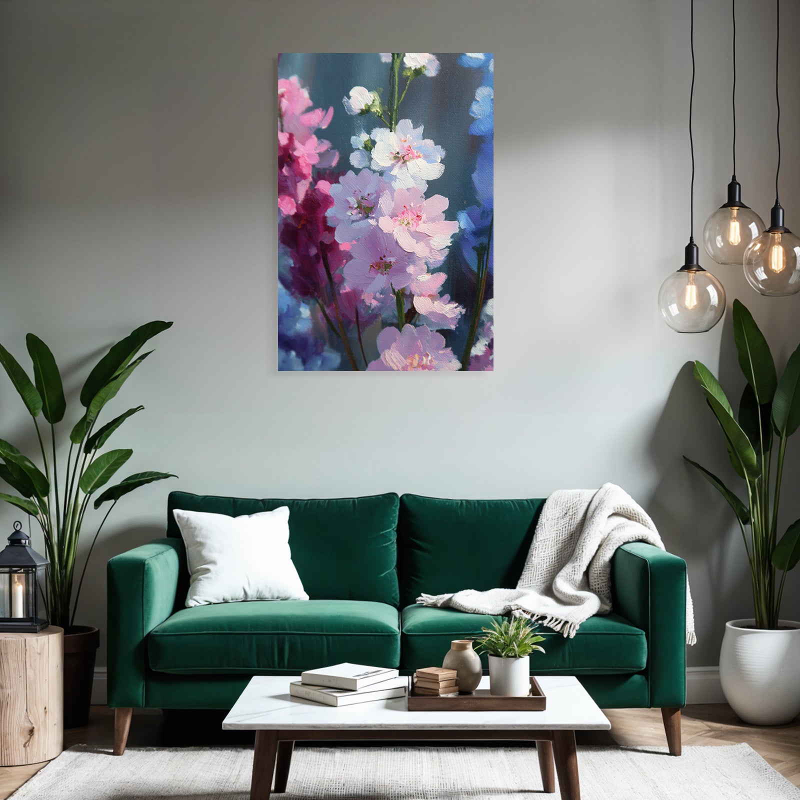 Impressionistisches Blütenbild In Rosa Weiss Und Blau