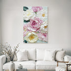 Impressionistisches Gemälde Mit Pfingstrosen Und Floralen Texturen
