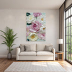 Impressionistisches Gemälde Mit Pfingstrosen Und Floralen Texturen