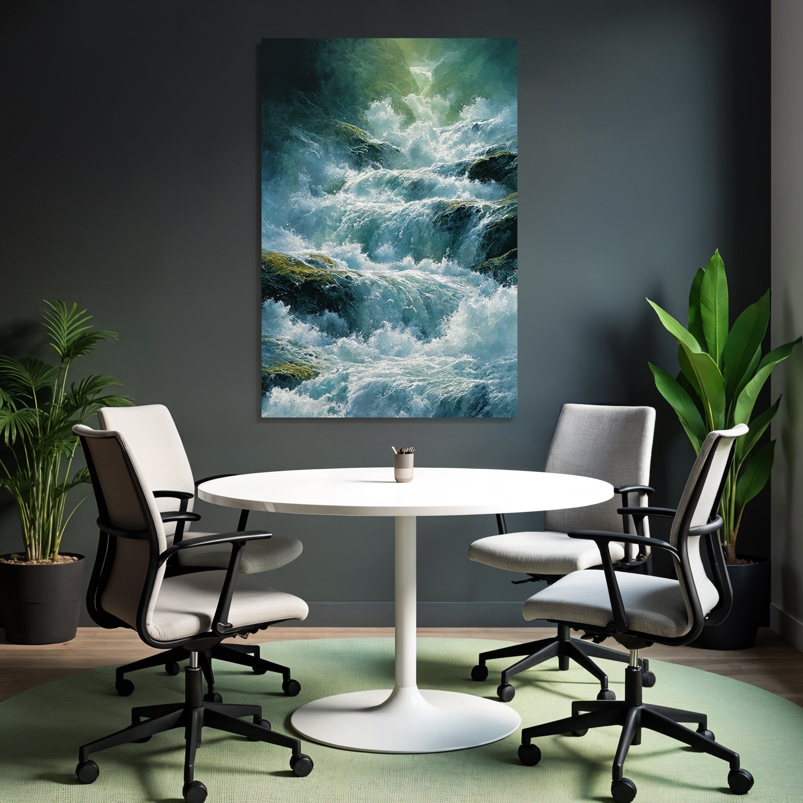 Lebendiger Wasserfall Mit Schaumenden Wellen Und Felsen