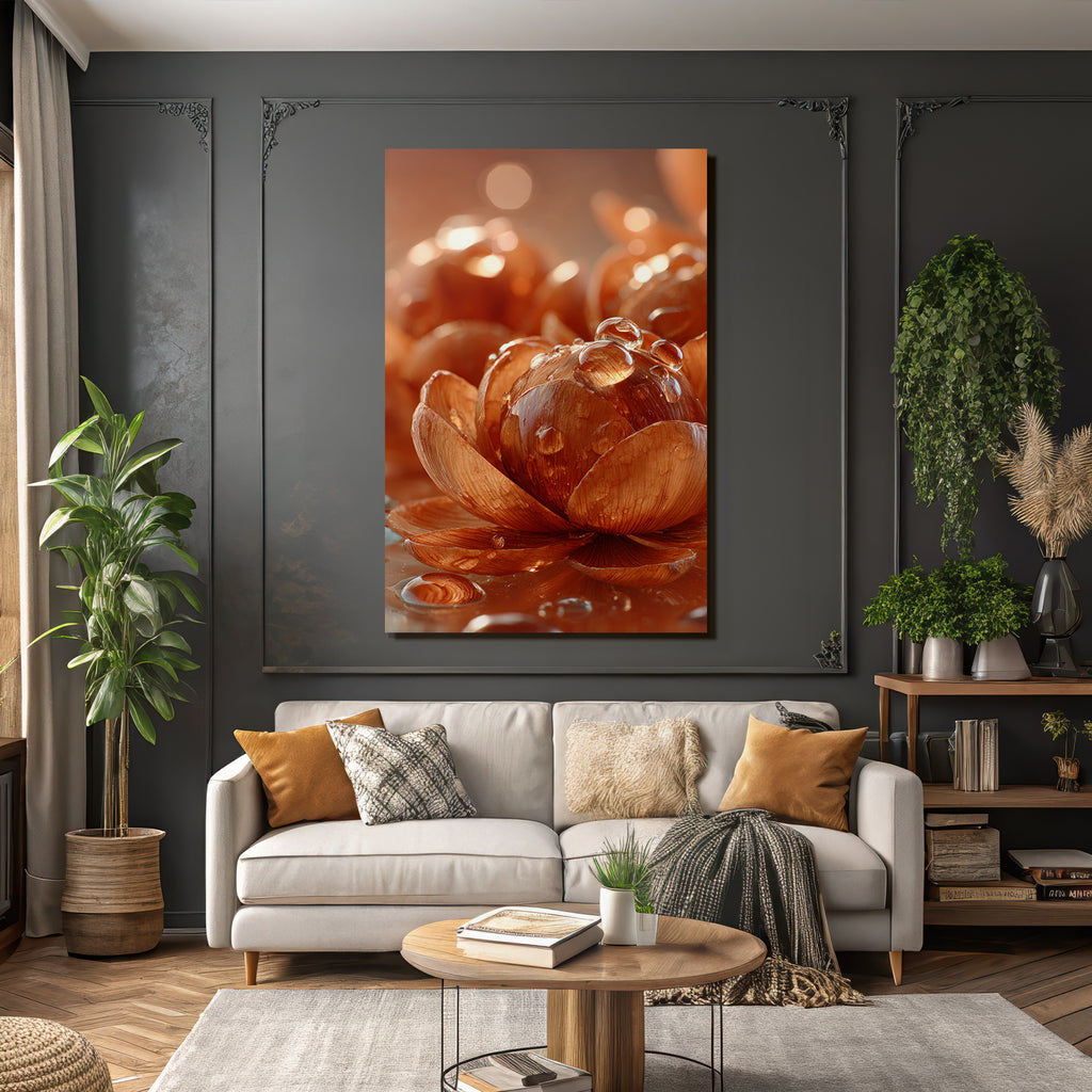 Nahaufnahme Einer Orangen Blüte Mit Tautropfen