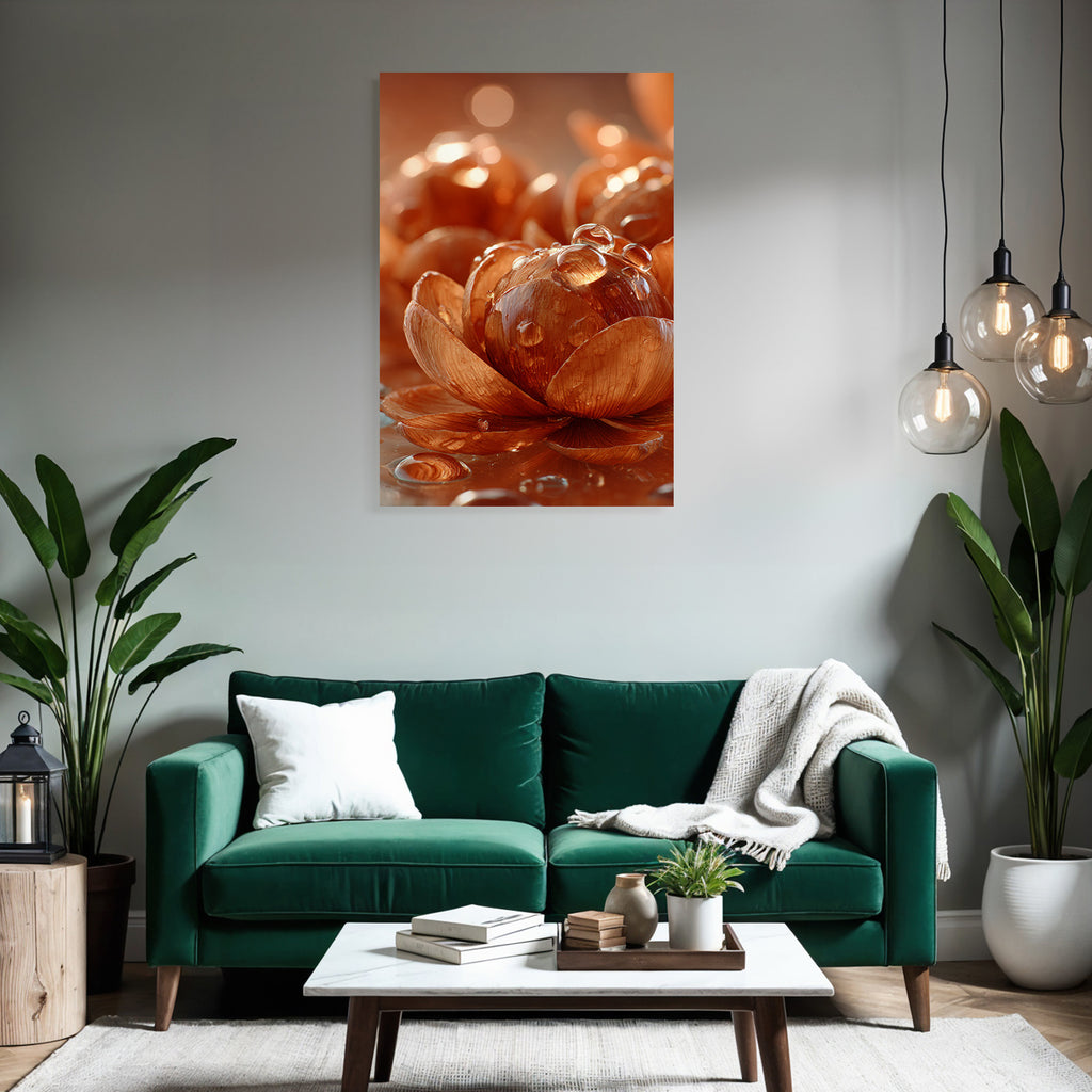 Nahaufnahme Einer Orangen Blüte Mit Tautropfen