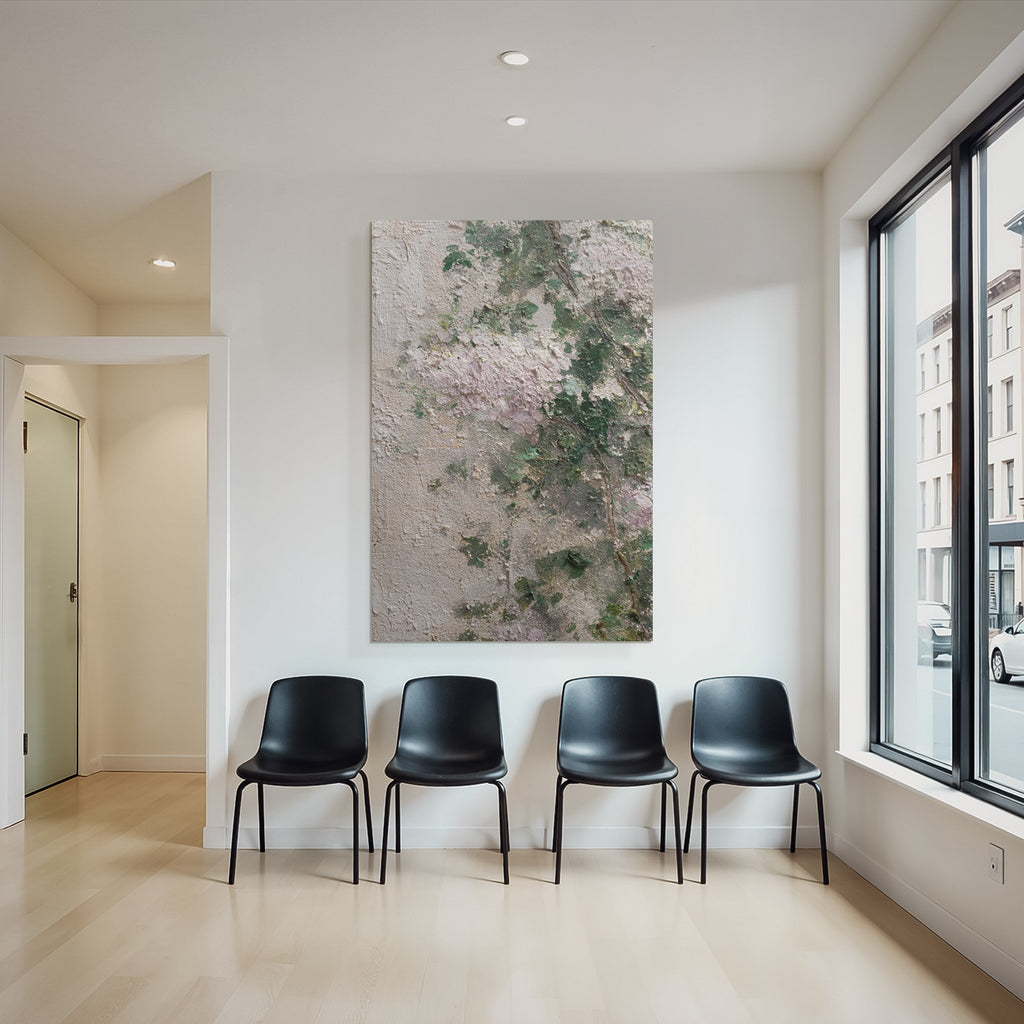 Naheaufnahme Texturierte Oberfläche Mit Grünen Und Rosa Farbtupfern
