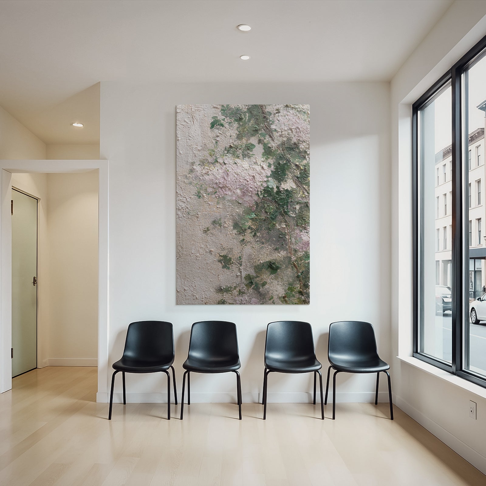 Naheaufnahme Texturierte Oberfläche Mit Grünen Und Rosa Farbtupfern