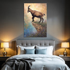 Steinbock Am Abhang Mit Farbenfrohen Blumen