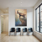 Steinbock Am Abhang Mit Farbenfrohen Blumen