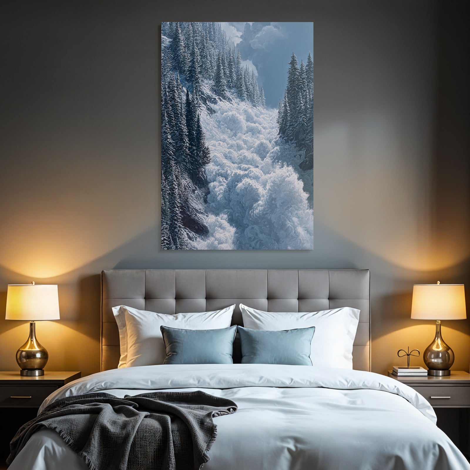 Winterlandschaft Mit Bergauslawine Im Nadelwald